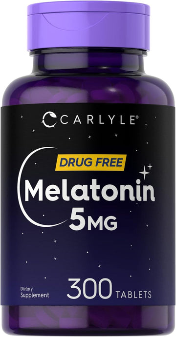 Carlyle Melatonin 5Mg | 300 Tablets | Drug Free Supplement | Vegetarian, Non-Gmo, Gluten Free