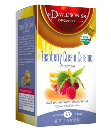 Davidson'S Organics, Raspberry Cream Caramel, 25-Count Tea Bags, Pack Of 6