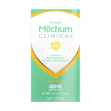 Mitchum Women'S Deodorant By Mitchum, Clinical, Soft, Solid Antiperspirant Deodorant, Pure Fresh, 1.6 Oz (Pack Of 1)