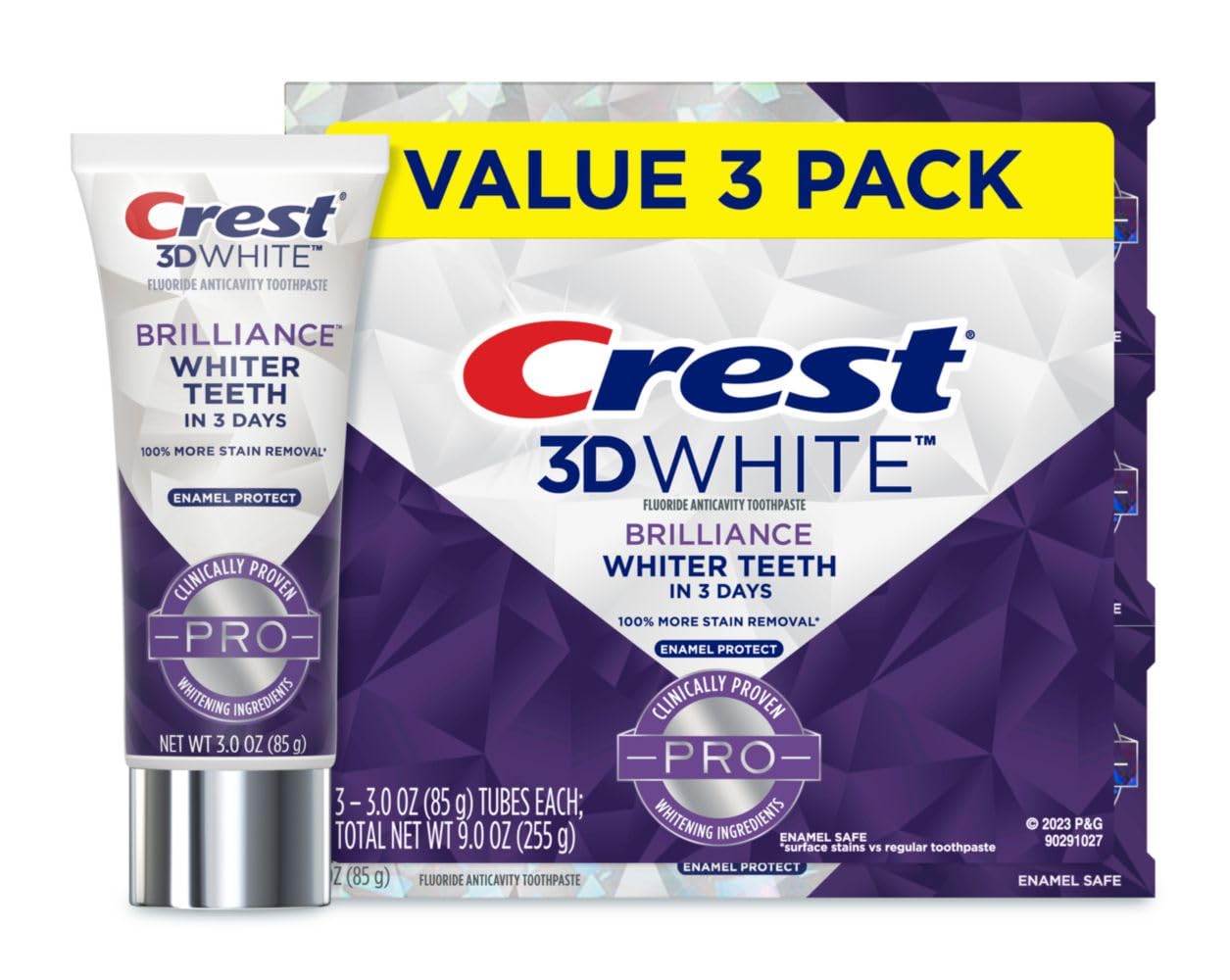 Crest 3D White Brilliance Pro Enamel Protect 3Oz 3 Pack