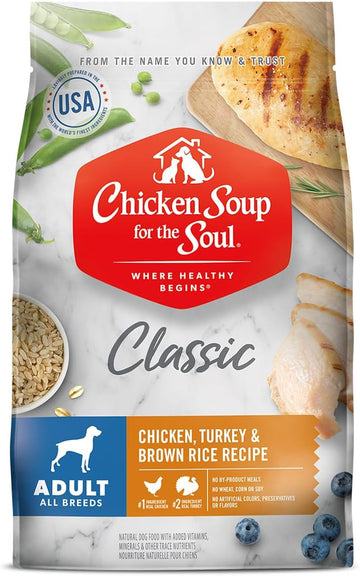 Chicken Soup for the Soul Pet Food Adult Dog Food, Chicken, Turkey & Brown Rice Recipe, 13.5 lb. Bag | Soy Free, Corn Free, Wheat Free | Dry Dog Food Made with Real Ingredients, Model:101004