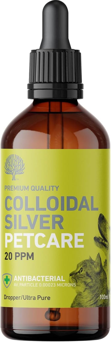Nature'S Greatest Secret Antibacterial Premium Quality Smallest Particle Size Crystal Clear Colloidal Silver Petcare 20Ppm Dropper Bottle 100Ml