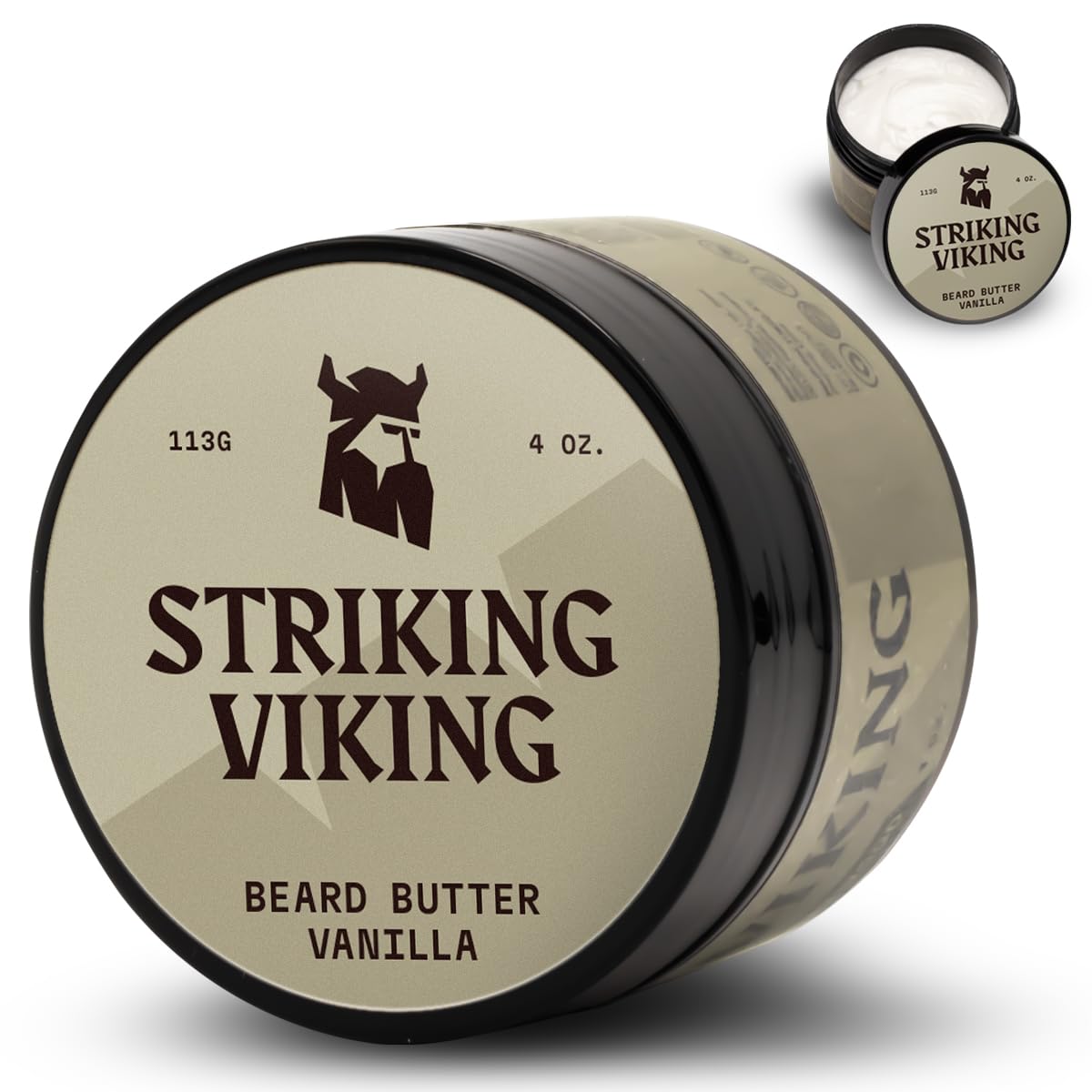 Striking Viking Beard Butter Unscented - Hydrating Balm With Natural Ingredients - Beard Cream For Men With Non-Greasy Formula - Unscented, 4 Oz