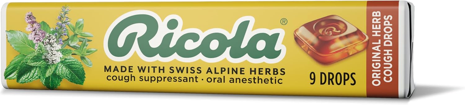 Ricola Original Herb Cough Suppressant Throat Drops Stick | Naturally Soothing Long-Lasting Relief - 9 Count (Pack of 20)