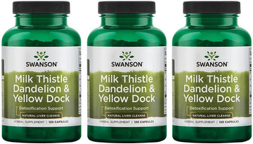 Swanson Milk Thistle, Dandelion & Yellow Dock - Herbal Liver Support Supplement - Natural Supplement Helping To Maintain Overall Health & Wellbeing - (120 Capsules) 1 Pack (3 Pack)
