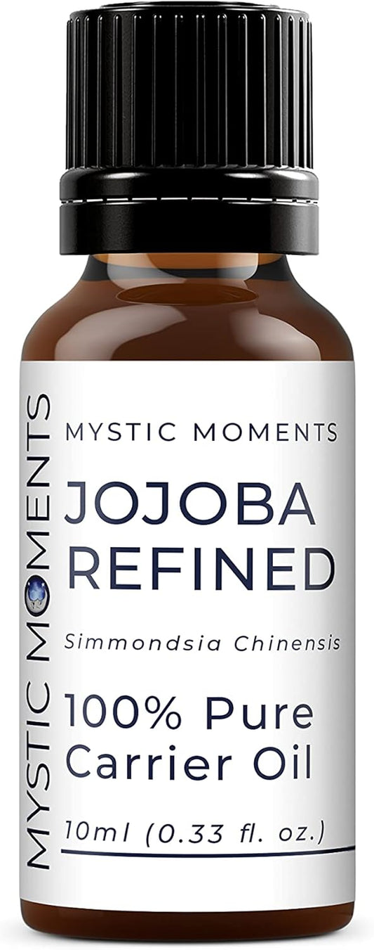 Mystic Moments | Jojoba Refined (Clear) Carrier Oil 10ml - Pure & Natural Oil Perfect for Hair, Face, Nails, Aromatherapy, Massage and Oil Dilution Vegan GMO Free