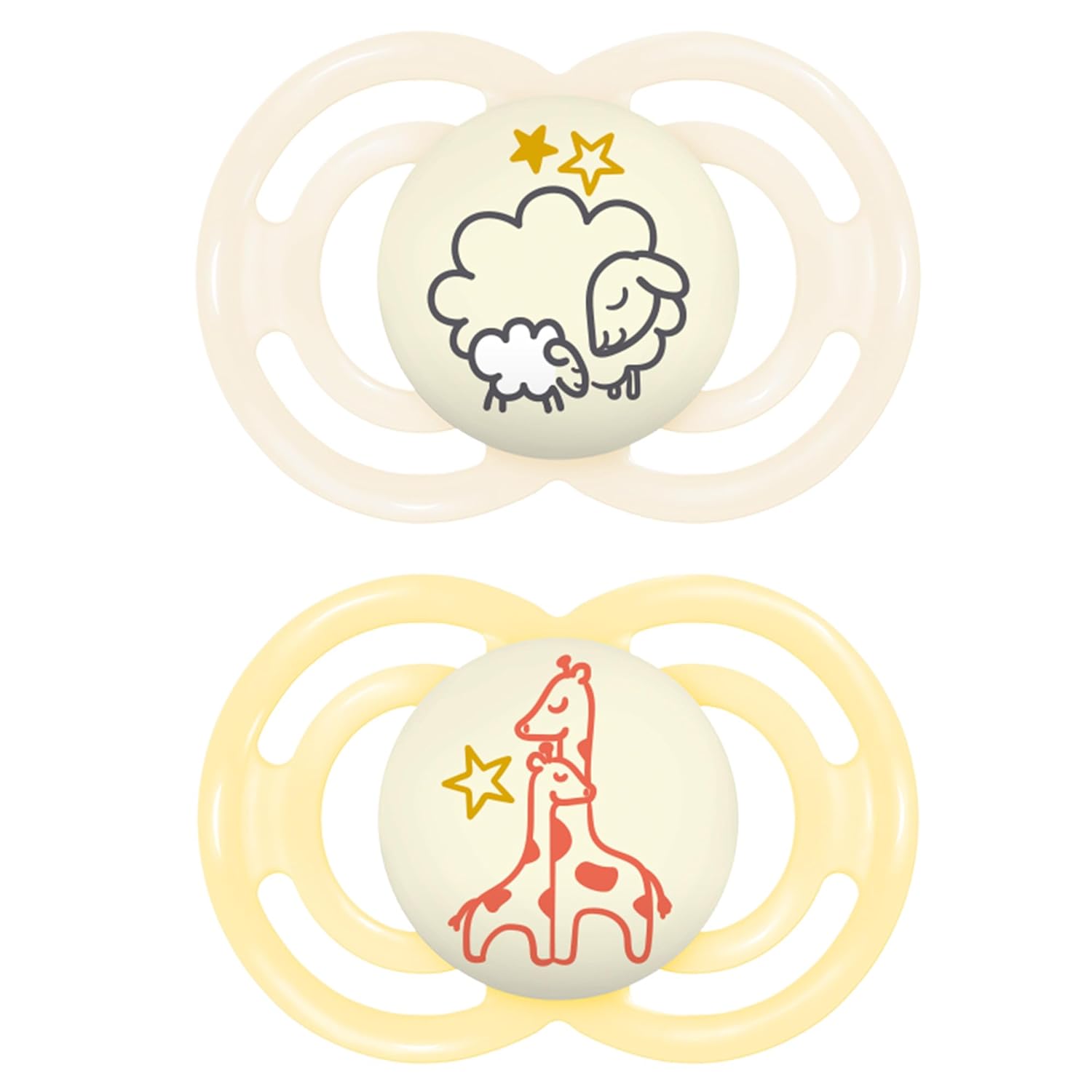 Mam Perfect Night Baby Pacifier, Patented Nipple, Glows In The Dark, 2 Pack, 6+ Months, Unisex
