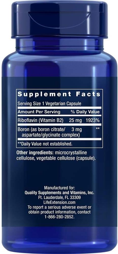 Life Extension Boron 3 mg With Riboflavin (Vitamin B2) – Supports Healthy Bones, Hormone Activity & Immune Function – Gluten-Free, Non-GMO – 100 Vegetarian Capsules : Health & Household