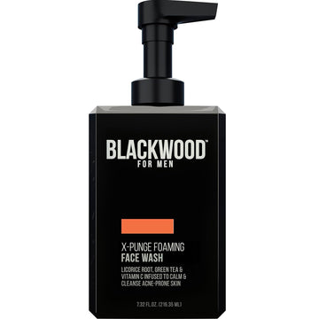 Blackwood For Men X-Punge Foaming Face Wash - Acne Facial Cleanser For Oily To Normal Skin - Deep Cleanse For Exfoliation - Natural Vegan Formula - Paraben Free, Sulfate Free, & Cruelty Free (7.32 Oz)