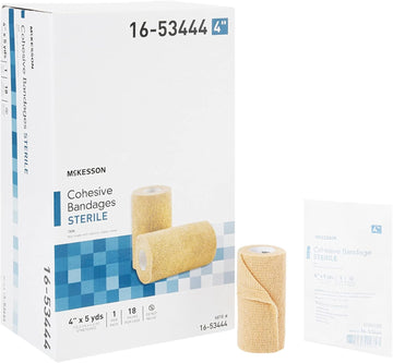 Mckesson Cohesive Bandage, Sterile, Self-Adherent Closure, Tan, Latex-Free, 4 In X 5 Yds, 1 Count, 1 Roll