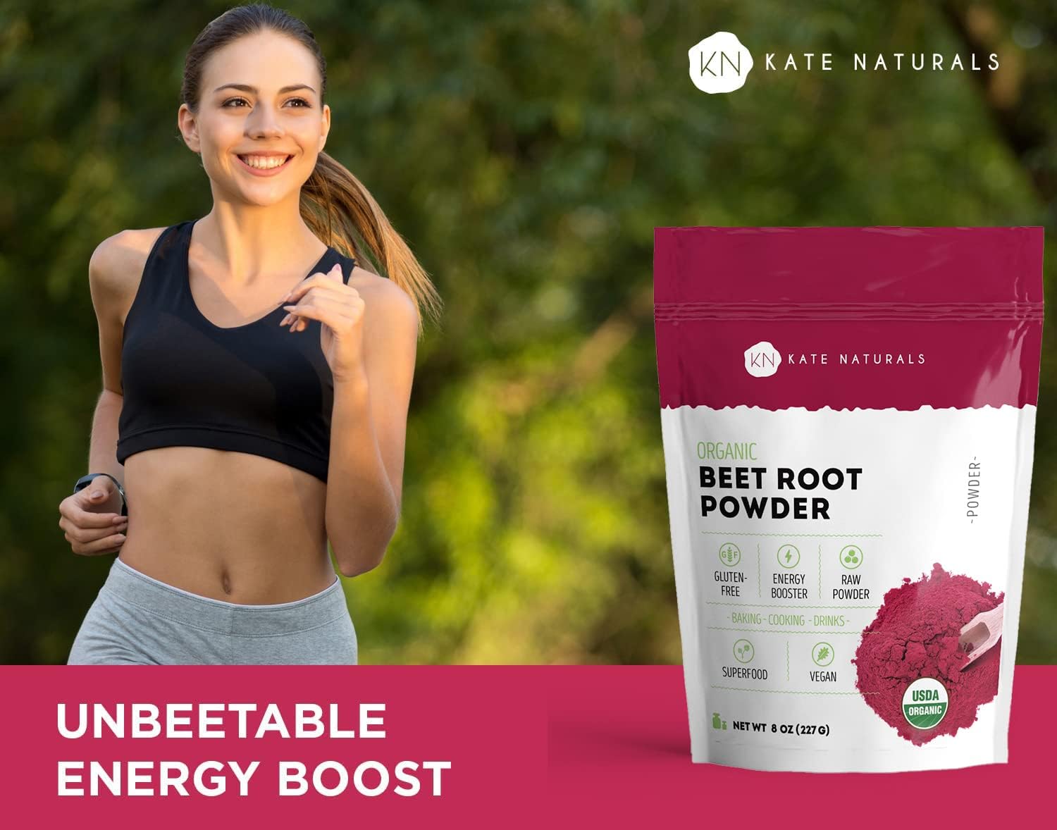 Kate Naturals Beet Root Powder for Baking & Smoothies (8oz) USDA Organic Beetroot Powder & Nitric Oxide Supplement for Increase Energy & Stamina Pre Workout. Gluten Free Organic Beet Powder : Health & Household