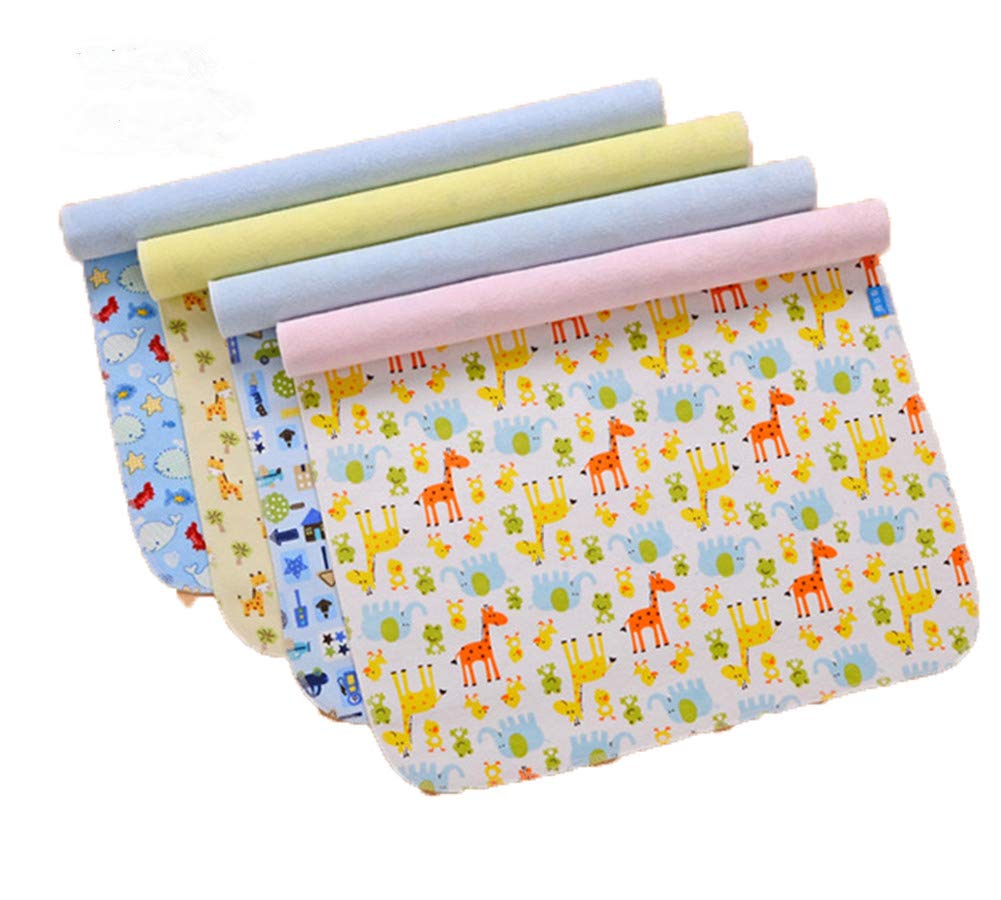Monvecle 4Pcs Pack Baby Infant Waterproof Cotton Changing Pads Washable Resuable Diapers Liners Mats (4Pcs Pack-18"X12")
