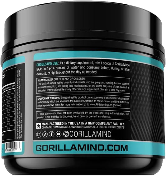 Gorilla Mode EAAs - Essential Amino Acids to Support Muscle Building, Enhanced Recovery, and Protein Synthesis/Use Before, During, or After Your Workout / 489 Grams (Bombsicle)