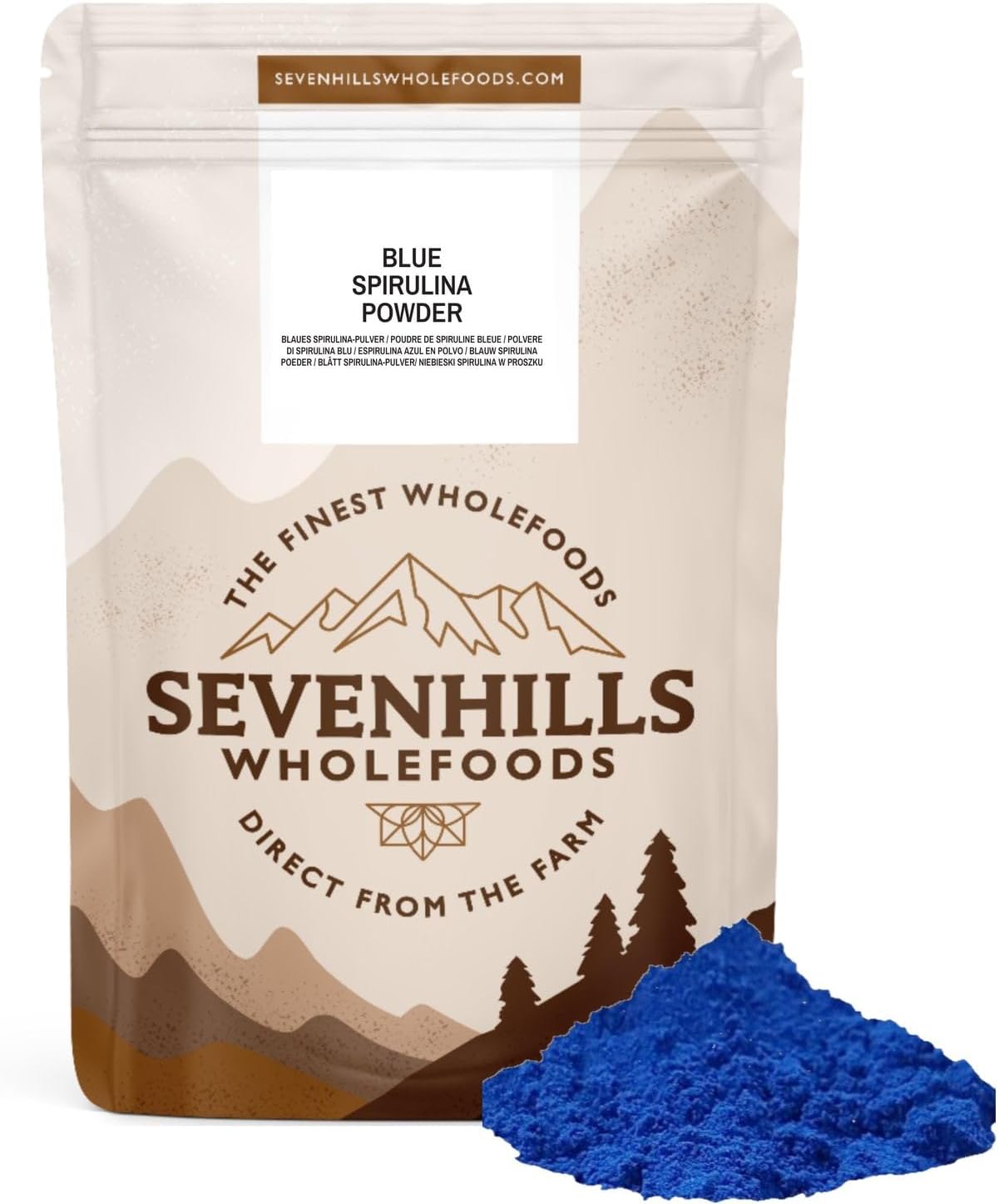 Sevenhills Wholefoods Blue Spirulina Powder 50g, 100% Natural Phycocyanin, Vibrant Blue Food Colouring & Ingredient, Rich in Protein