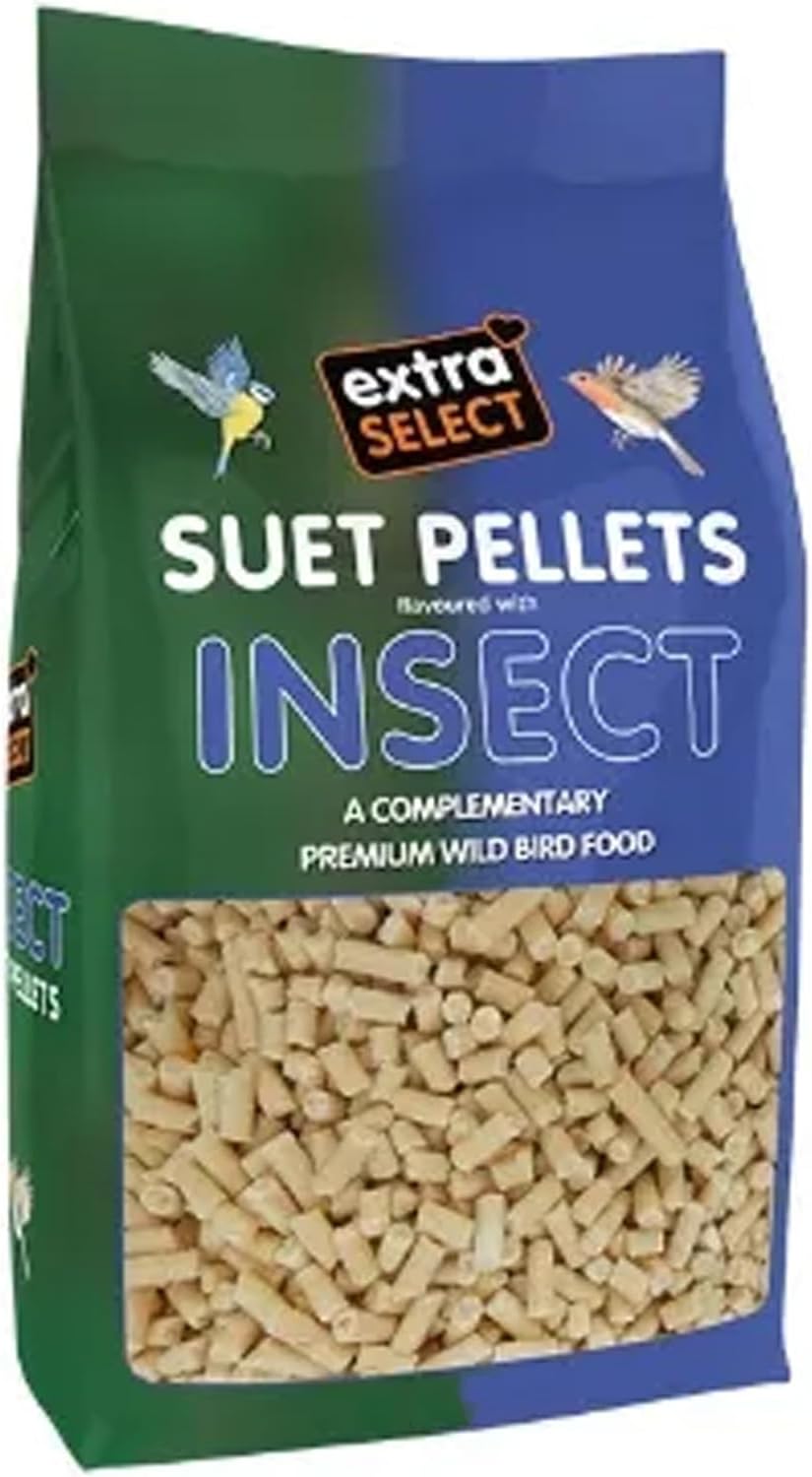 Extra Select Insect High Energy Suet Pellets Wild Bird Food - Protein, Fat Rich Year-Round Feeding - 3 kg Refill?08WB133