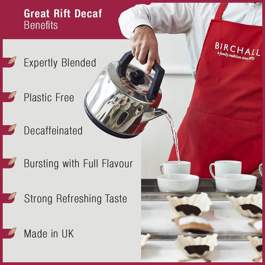 Birchall Great Rift Decaf Blend Tea Bags, English Breakfast Tea Bursting With Full Flavour, Perfect Vegan Gifts, 80 Plant-Based Everyday Tea Bags
