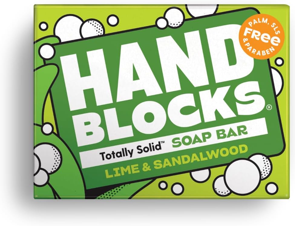 Hand Blocks: Lime & Sandalwood - Cold Processed Natural Soap Bars - Plastic, Palm, Sls, Sles & Paraben Free
