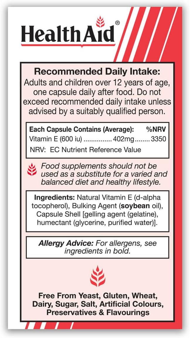 HealthAid Vitamin E 600iu - 60 Capsules : Amazon.co.uk: Health & Personal Care