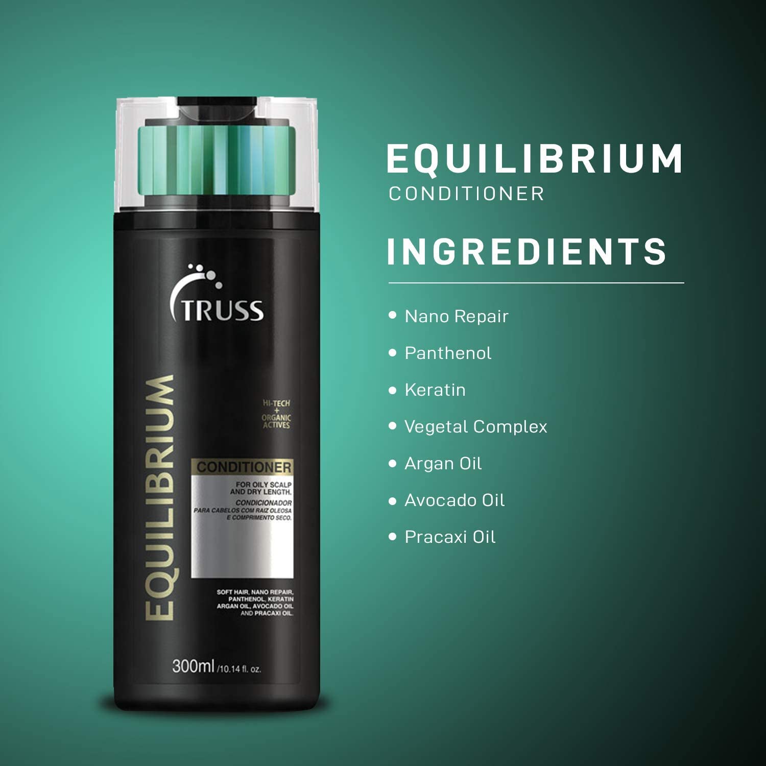 TRUSS Equilibrium Hair Conditioner - Powerful Hair Repair in a Hydrating Conditioner for Damaged Hair - Reduce Excess Oil While Strengthening + Detangling Strands - (300 ml) : Beauty & Personal Care