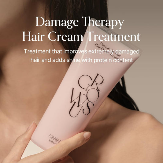 Damage Therapy Cream Hair Treatment, Protein Hair Treatment, Repair And Hydrate For Dry, Brittle Hair, 7.43 Fl.Oz, Bulgarian Rose Scent, Free From Paraben, Sulfate