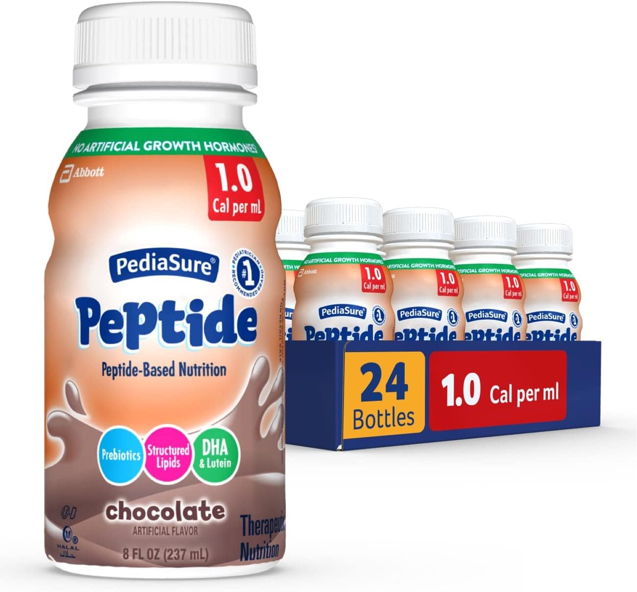 Pediasure Peptide 1.0 Cal,24 Count,Complete,Balanced Nutrition For Kids With Gi Conditions,Peptide-Based Formula,With 7G Protein And Prebiotics,For Oral Or Tube Feeding,Chocolate,8-Fl-Oz Bottle