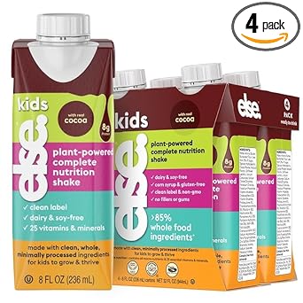 Else Nutrition Plant- Powered Complete Nutrition Shakes For Kids Ages 2 Plus. Dairy And Soy-Free, 25 Vitamins, Minerals, Convenient Ready To Drink, Chocolate, 4 Pack