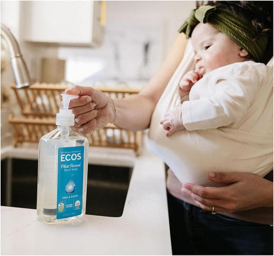 ECOS Non Toxic Dish Soap and Non Toxic Hand Soap with Biodegradeable Washable Cleaning Sponge and FREE Save the Planet Sticker