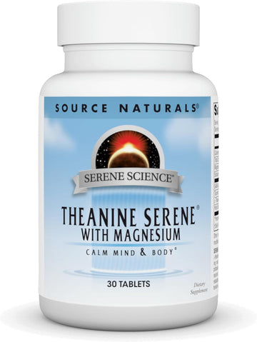 Source Naturals Theanine Serene, Calm Mind & Body*, With Gaba - Vegetarian Formlua - 30 Tablets