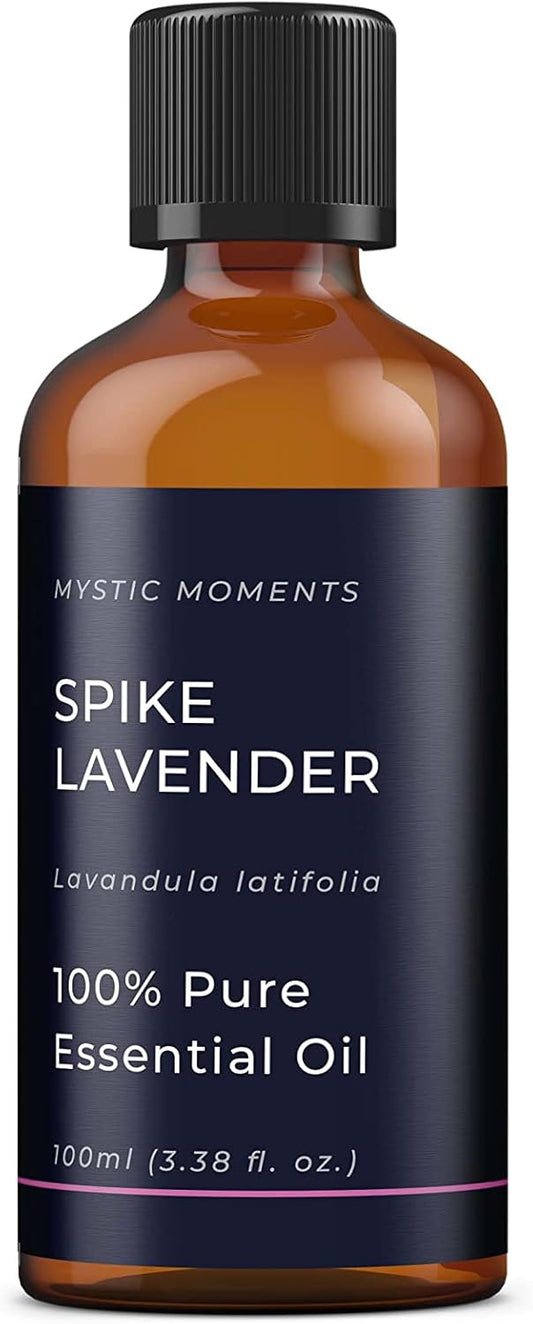 Mystic Moments | Spike Lavender Essential Oil 100ml - Pure & Natural oil for Diffusers, Aromatherapy & Massage Blends Vegan GMO Free