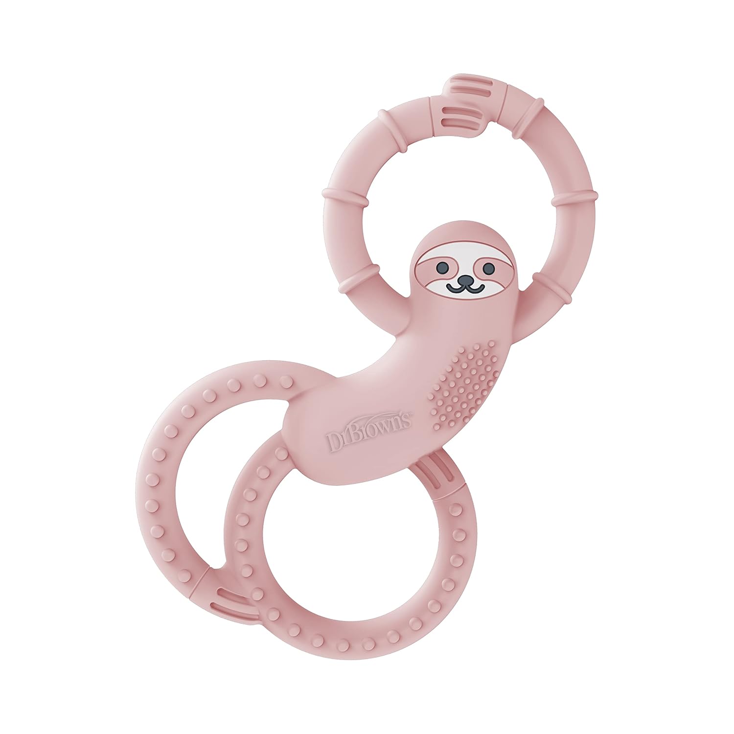 Dr. Brown'S Flexees Pink Sloth Soft 100% Silicone Baby Teether, Bpa Free, 3M+