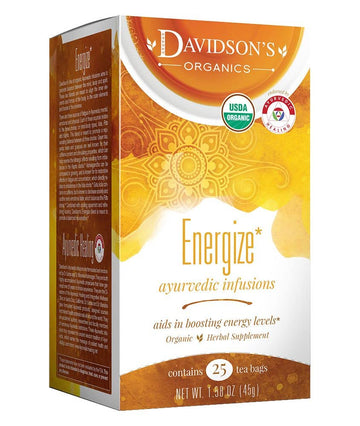 Davidson'S Organics, Ayurvedic Infusions, Energize, 25-Count Tea Bags, Pack Of 6