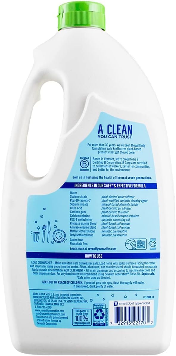 Seventh Gen Dishwasher Gel Free & Clear (42 Oz Bottle) : Health & Household