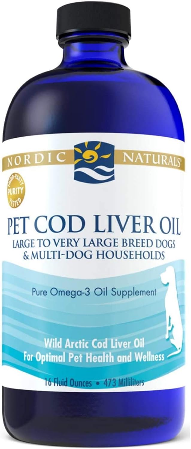 Nordic Naturals Pet Cod Liver Oil, Unflavored - 16 Oz - 1104 Mg Omega-3 Per Teaspoon - Fish Oil For Dogs With Epa & Dha - Promotes Skin, Coat, Joint, & Immune Health