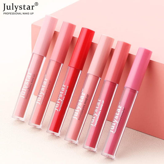 Julystar Matte Lip Glaze, Matte Lipstick, Non-Stick Cup, Non-Fading Lip Gloss, Genuine Makeup (01#)