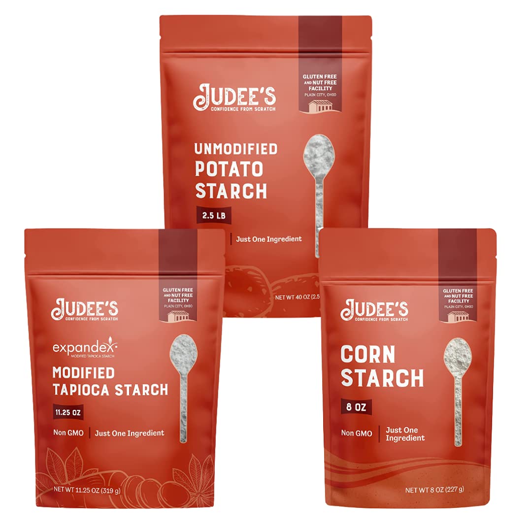 Judee's Small Gluten-Free Starch Bundle: Expandex 11.25 oz, Potato Starch 2.5 lb, Corn Starch 2.5 lb