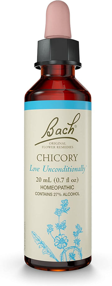 Bach Original Flower Remedies, Chicory For Unconditional Love, Natural Homeopathic Flower Essence, Holistic Wellness And Stress Relief, Vegan, 20Ml Dropper