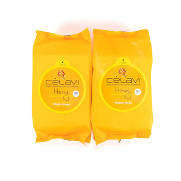 Celavi Makeup Remover Cleansing Wipes Removing Towelettes 2 Packs - 60 Sheets (Honey)