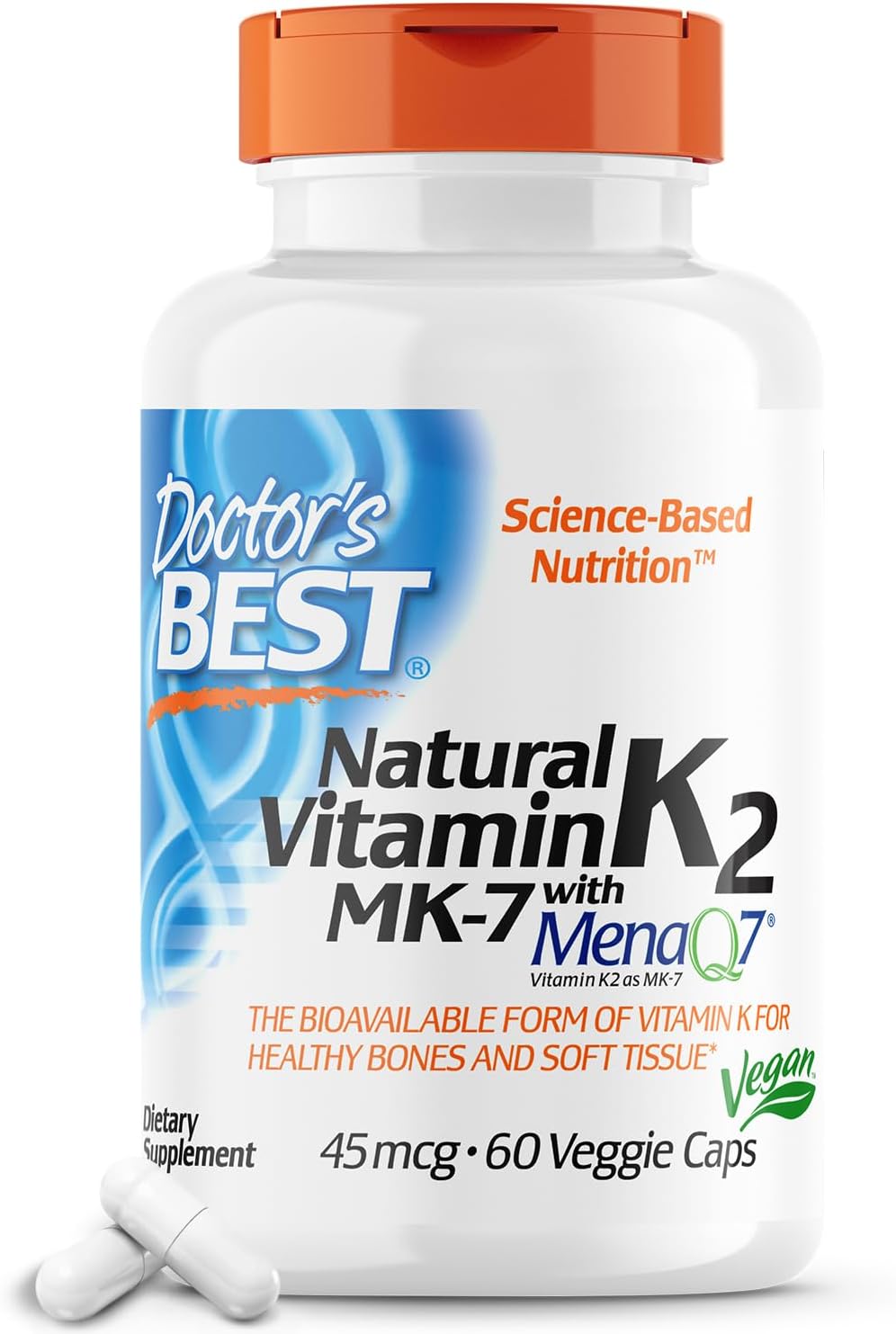 Doctor'S Best Natural Vitamin K2 Mk-7 With Menaq7 White No Avor, 60 Count