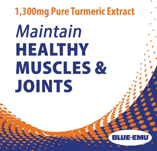 Blue Emu Joint Health Turmeric Extract Plus Bioperine Patented Black Pepper Extract for Enhanced Absorption,1,300 mg, 60 Capsules