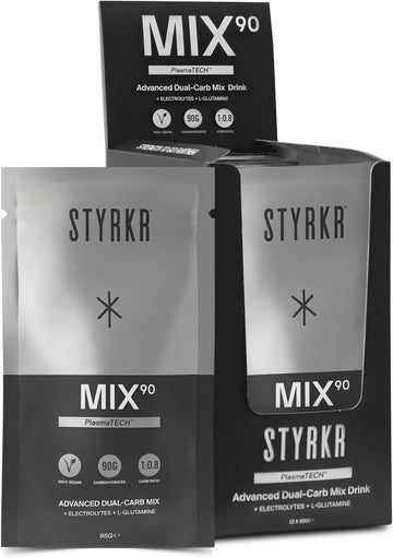 Energy Powder Drink Mix By Styrkr - Pack Of 12 Energy Powder Sachets For Cycling & Running - Approved By Endurance Atheletes - 90G Of Carbs Via Advanced Dual-Carb Formulation - Mix90 12X Pack