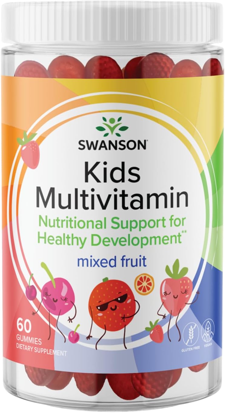 Swanson Kids Mixed Fruit Multivitamin Gummies - Daily Wellness Support for Children - Formula for Healthy Growth and Development - 60 Gummies