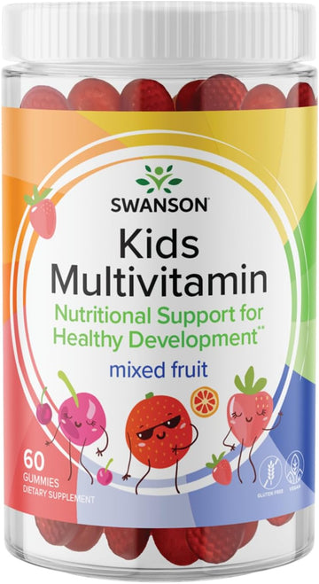 Swanson Kids Mixed Fruit Multivitamin Gummies - Daily Wellness Support for Children - Formula for Healthy Growth and Development - 60 Gummies