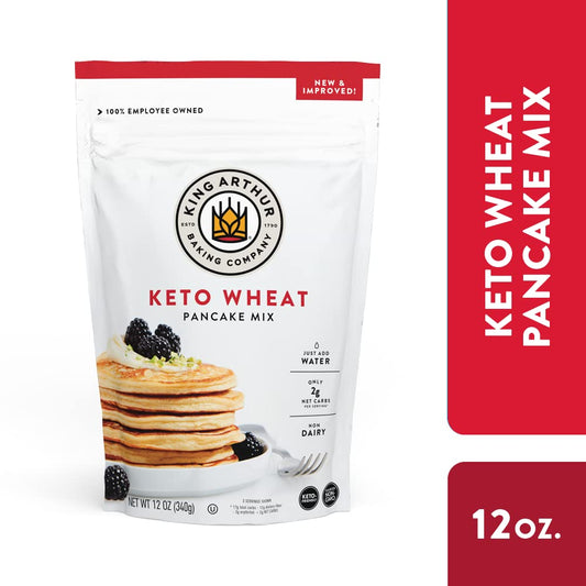 King Arthur, Keto Wheat Pancake Mix, Sourced Non-GMO, Certified Kosher, Keto Friendly, 12 Oz, Packaging May Vary