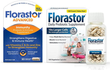 Florastor Digestion And Immunity Boost Bundle For Men & Women With Saccharomyces Bouldari - 100 Ct. Probiotic For Digestive & Immune Health + 30 Ct. Immunity Boost & Support Daily Probiotic