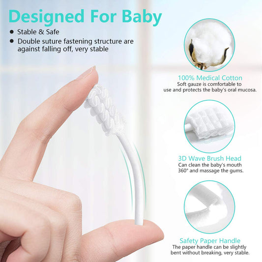 Baby Toothbrush, Baby Tongue Cleaner, 40Pcs Disposable Infant Toothbrush Clean Baby Mouth, Gauze Toothbrush Infant Oral Cleaning Stick Dental Care For 0-36 Month Baby + Free 1Pcs Finger Toothbrush