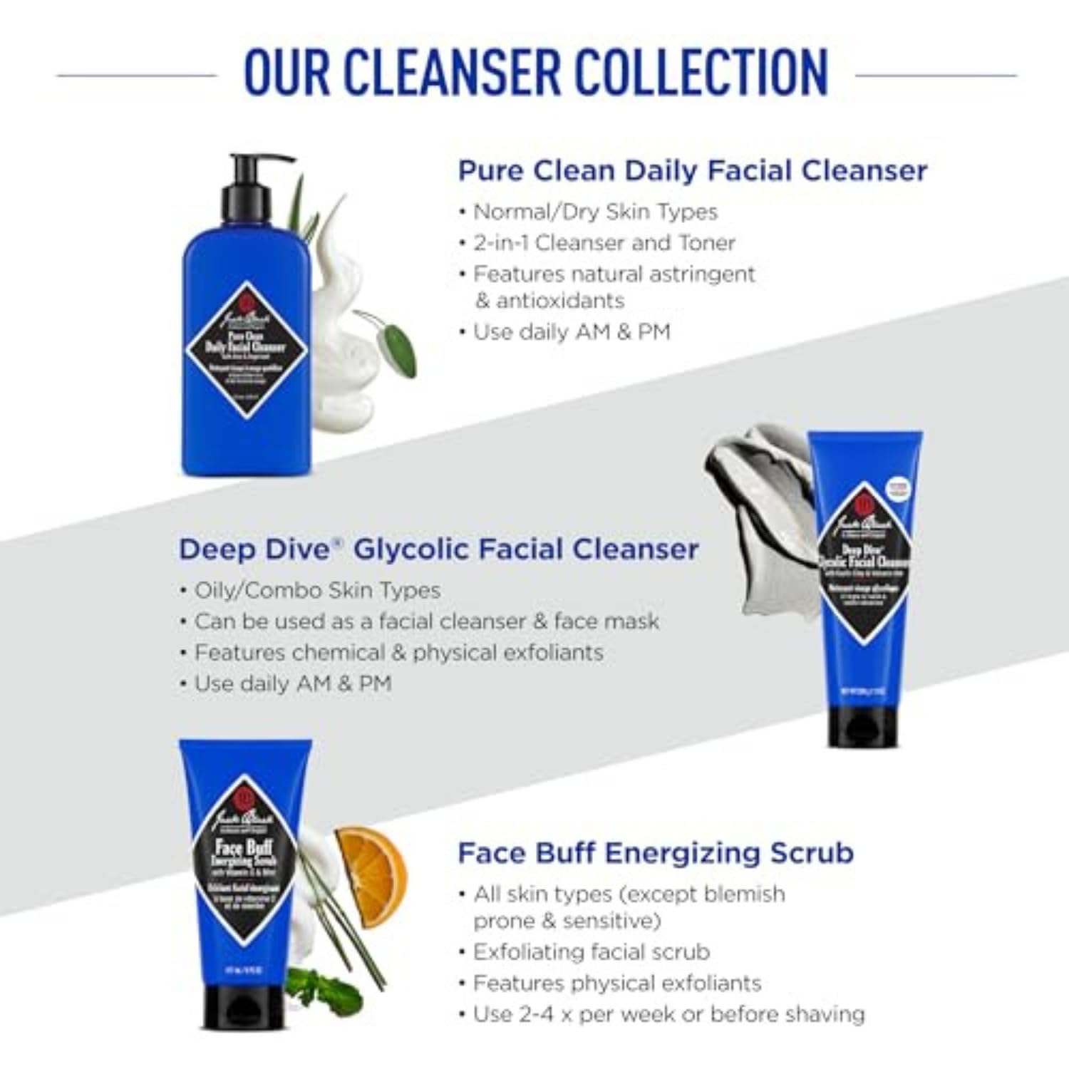 Jack Black - Pure Clean Daily Facial Cleanser, 16 fl oz – 2-in-1 Facial Cleanser and Toner, Removes Dirt and Oil, PureScience Formula, Certified Organic Ingredients, Aloe and Sage Leaf : Beauty & Personal Care