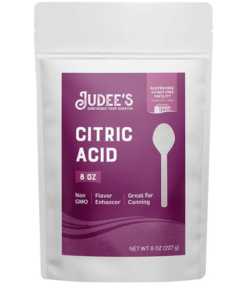 Judee'S Citric Acid 8 Oz - Non-Gmo And Food Grade - Easy To Dissolve, Fine Grain Anhydrous - Gluten-Free And Nut-Free - Food Preservative And Flavor Enhancer - Natural Eco-Friendly Cleaning Agent