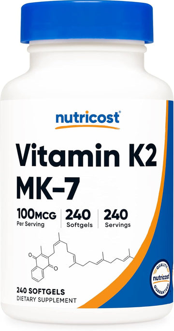 Nutricost Vitamin K2 Mk-7 100 Mcg, 240 Softgels - Gluten Free And Non-Gmo Mk7