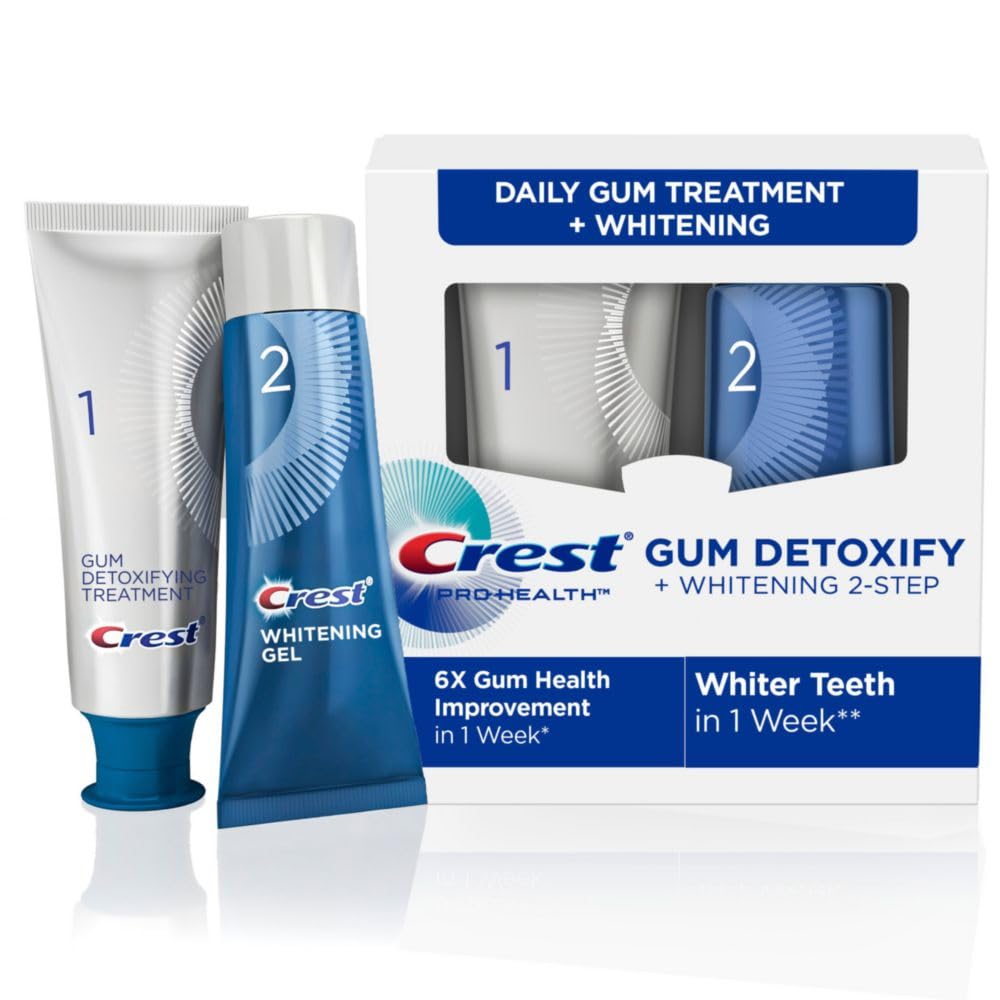 Crest Pro-Health Gum Detoxify Whitening 2 Step Fluoride Toothpaste For Anticavity Whitening Gel 4.0 And 2.3 Oz
