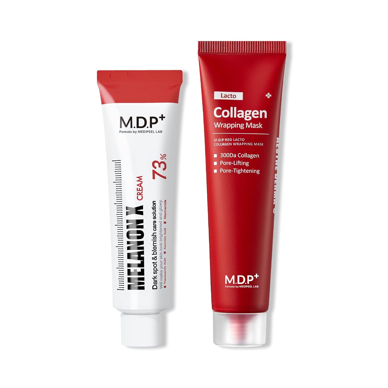 Mdp+ Clear Skin Set M.D.P Melanon X Cream Dark Spot Treatment + Mdp+ Red Lacto Collagen Wrapping Mask, Glowy Skin